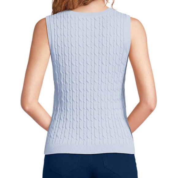 Cotton Fine Gauge Cable Tank Sweater - Picture 2 of 3